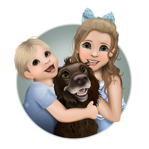 Custom Cartoon Human & Pet Portrait Designs