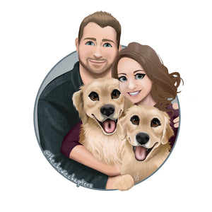 Custom Cartoon Human & Pet Portrait Designs