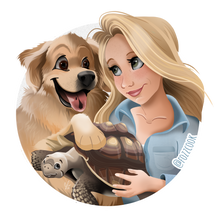 Load image into Gallery viewer, Custom Cartoon Human &amp; Pet Portrait Designs